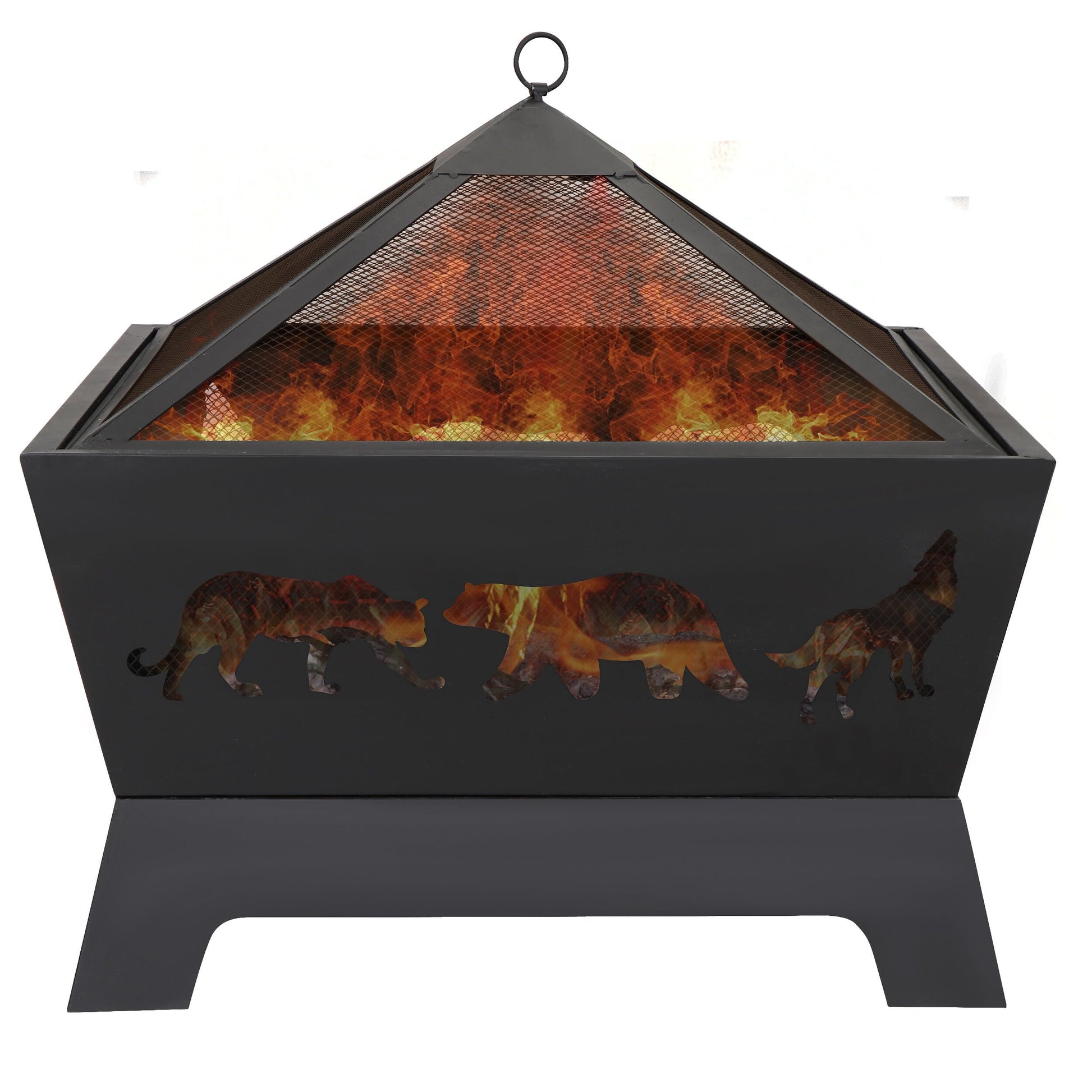 SuperDeal Patio Yard Fire Pits Wood Burning Outdoor Fireplace W/Rain Cover & Poker - Home OXO