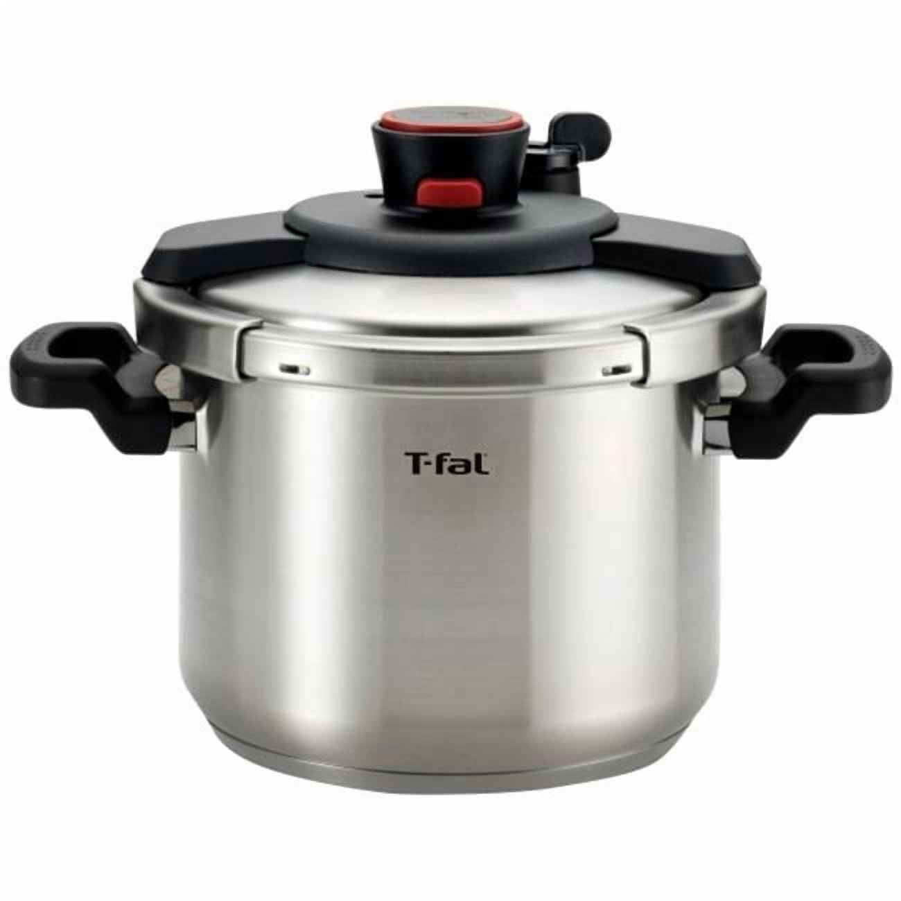 T-fal Clipso Stainless Steel 6.3 Qt Pressure Cooker, Silver