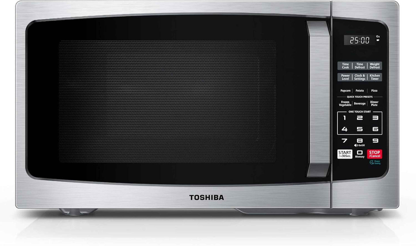 TOSHIBA 0.9 Cu Ft Microwave Oven, 6 Auto Menus, Mute Function, Child Lock, 900W, Stainless Steel