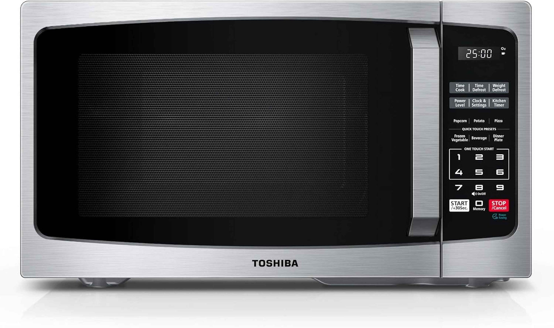TOSHIBA 0.9 Cu Ft Microwave Oven, 6 Auto Menus, Mute Function, Child Lock, 900W, Stainless Steel