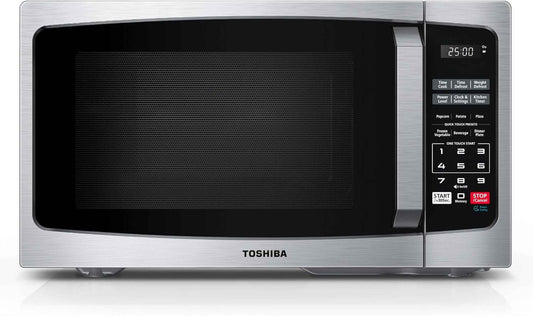 TOSHIBA 0.9 Cu Ft Microwave Oven, 6 Auto Menus, Mute Function, Child Lock, 900W, Stainless Steel
