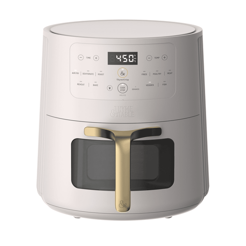 Thyme & Table 6QT Air Fryer, with ThymeCrisp™ and Ceramic-Coated Nonstick Basket, Sand White