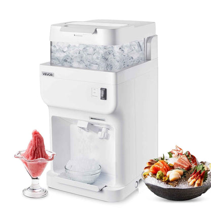 VEVOR Commercial Ice Shaver Crusher, 220lbs Per Hour Electric Snow Cone Maker with 8L Ice Cube Box, 350W 1500RPM Tabletop Shaved Ice Machine for Parties Events Bar