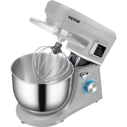 Vevor  Stand Mixer, 660W Electric Dough Mixer with 6 Speeds LCD Screen Timing - Gray