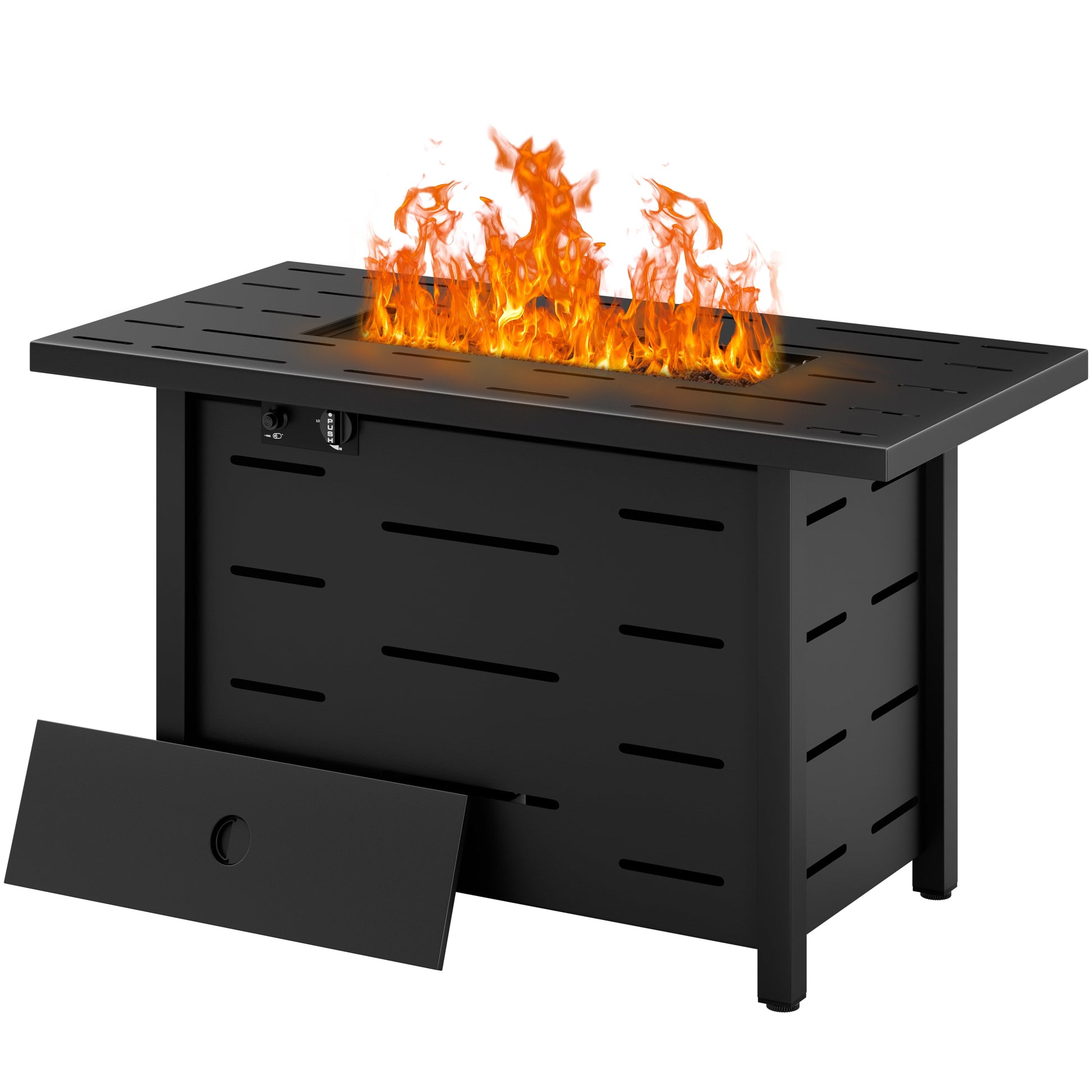 Walsunny 43 inch Gas Fire Pit Table 50,000 BTU Outdoor Rectangular Propane Firepit Table with Waterproof Cover - Home OXO