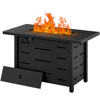 Walsunny 43 inch Gas Fire Pit Table 50,000 BTU Outdoor Rectangular Propane Firepit Table with Waterproof Cover - Home OXO