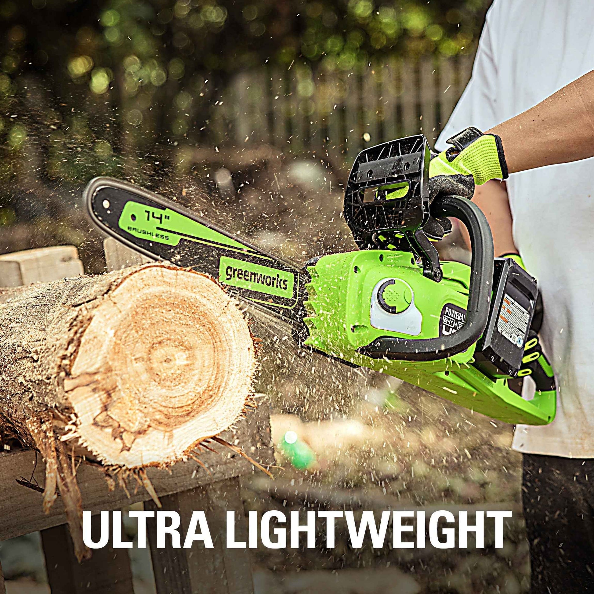 Greenworks 48V (2x24V) 14" Brushless Chainsaw + (2) 4Ah USB Batteries & Dual Port Charger 2017902