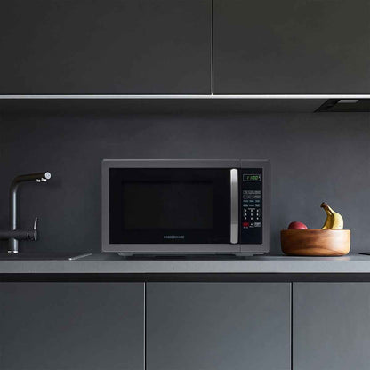 Farberware Stainless Steel Countertop Microwave Oven with Child Lock, 1.1 Cu Ft Black Stainless