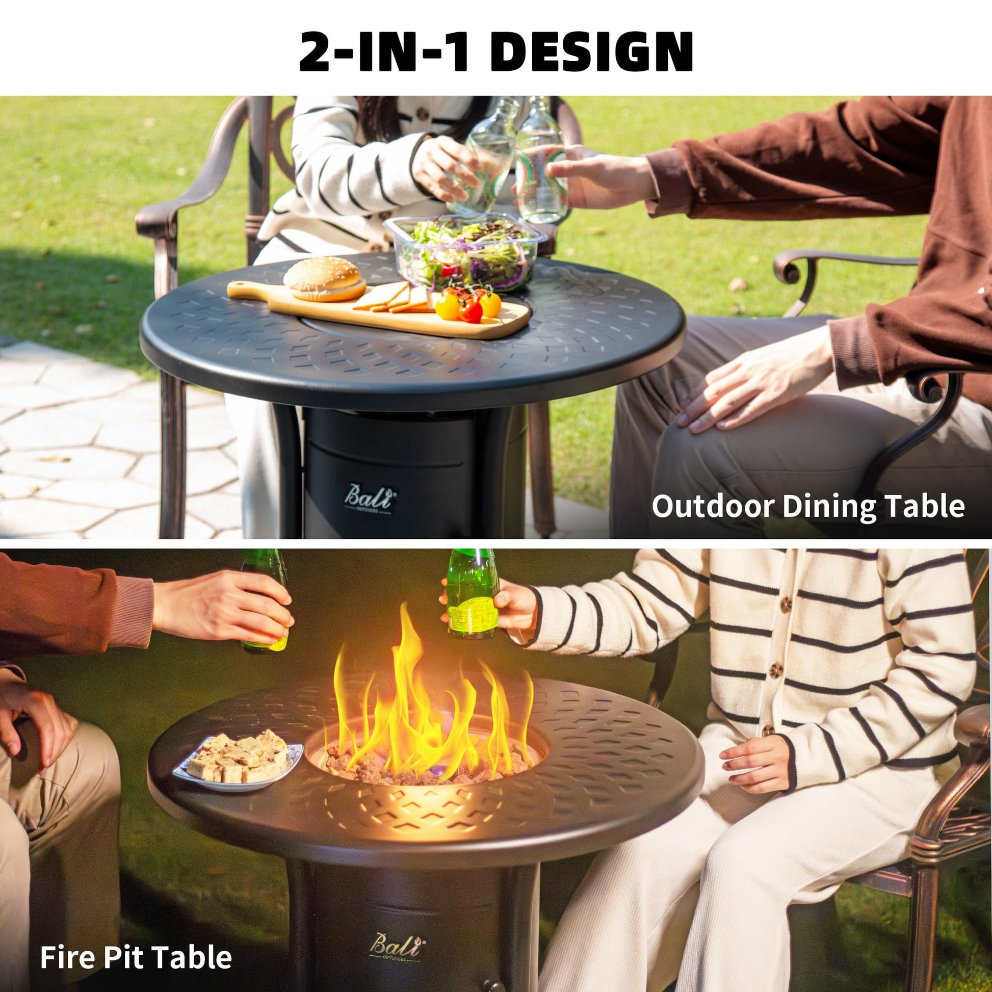 BALI OUTDOORS Dual 1-Pound Propane Fire Pit Table for Outside Patio, 26Inch Black - Home OXO