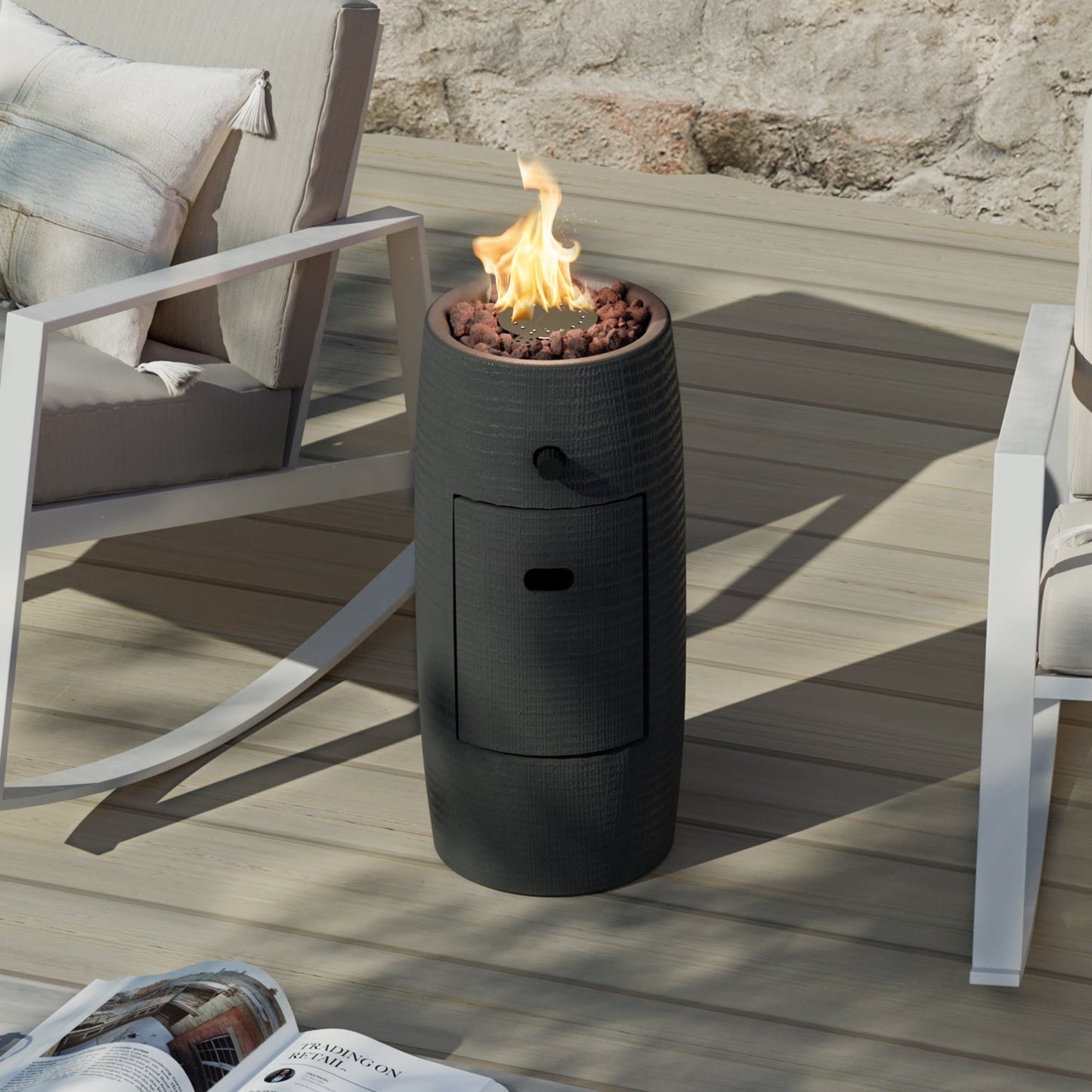 COSIEST 15,000 BTU 11-inch Round Outdoor Propane Fire Pit Table,Free Lava Rocks - Home OXO