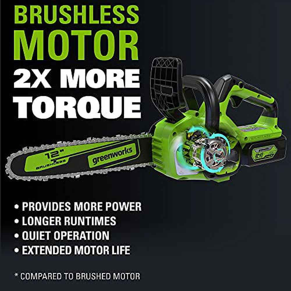 Greenworks 24V 12" Brushless Chainsaw + 4.0 Ah Battery and Charger 2016602