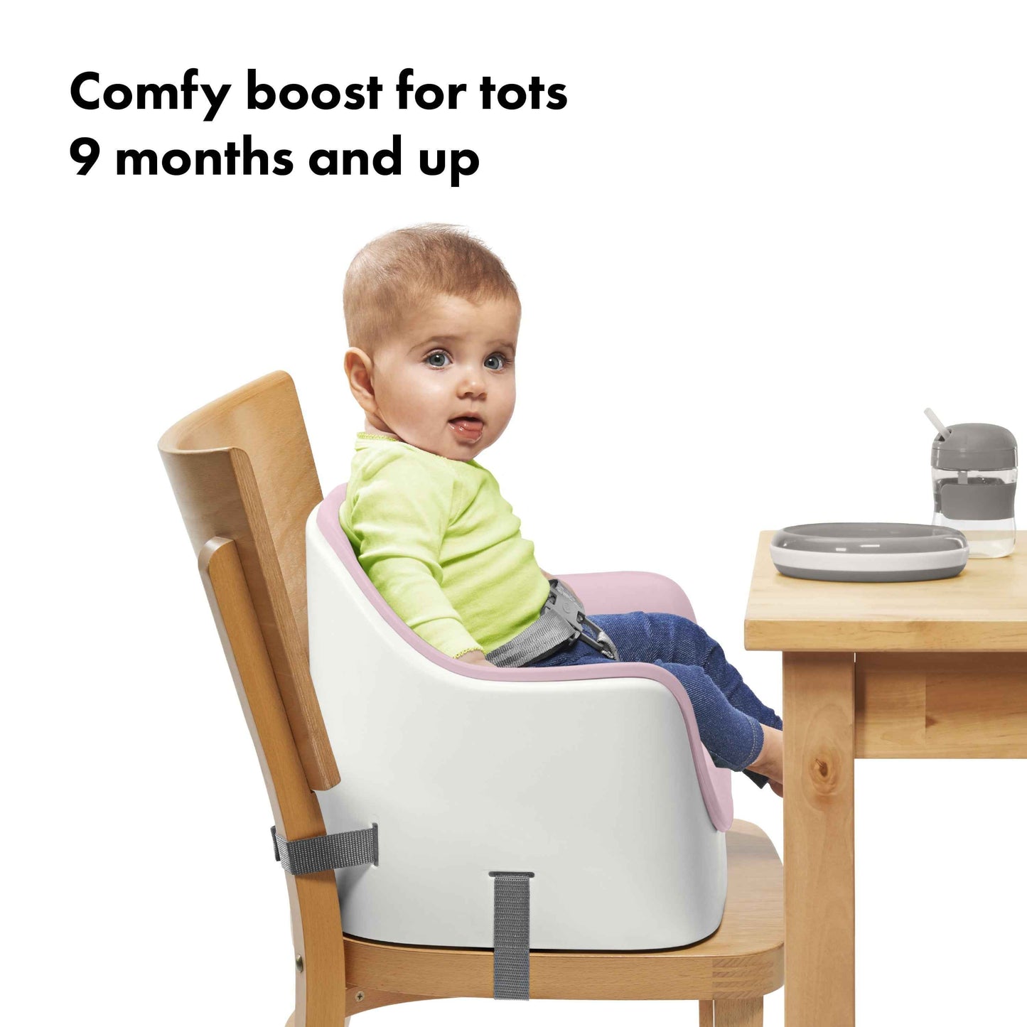 OXO Tot Nest Booster Seat with Straps, Blossom, for Toddlers Ages 1-3 Years