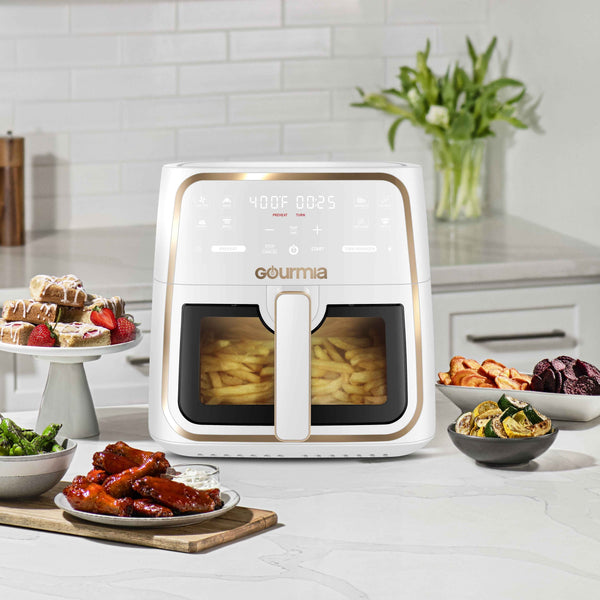 Gourmia 8-Quart Digital Window Air Fryer, with 8 One-Touch Functions, White