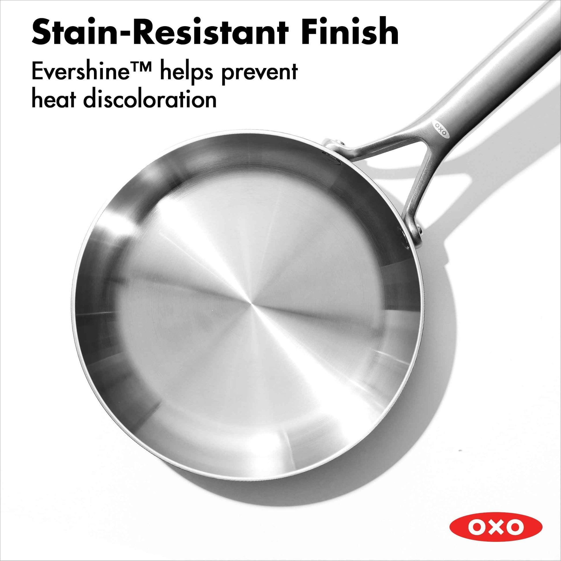 OXO 8" and 10" Stainless Steel Aluminum Frying Pan, Set of 2