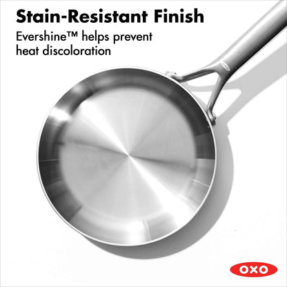OXO 8" and 10" Stainless Steel Aluminum Frying Pan, Set of 2