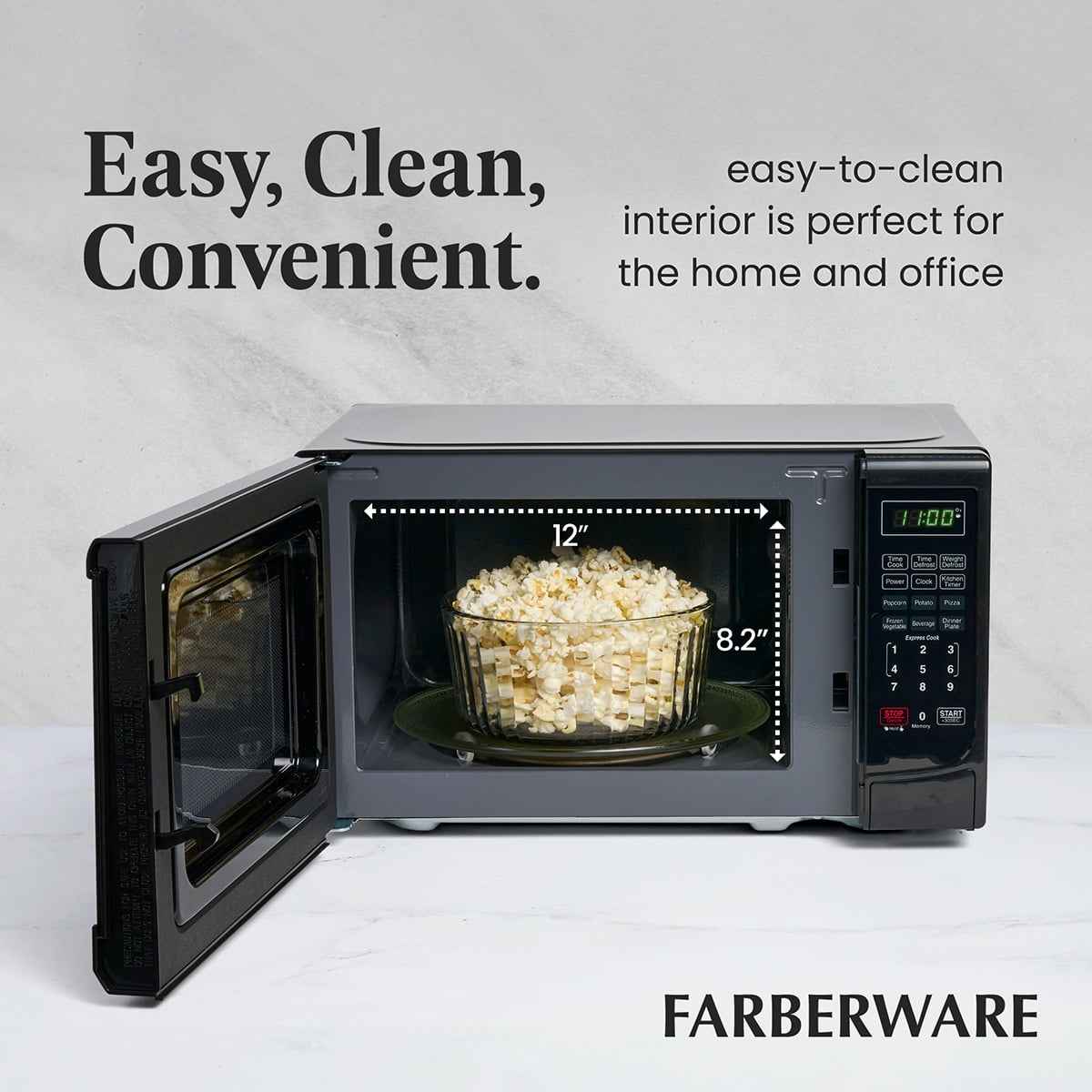Farberware Countertop Microwave Oven with LED Lighting & Child Lock, 0.7 Cu Ft Black