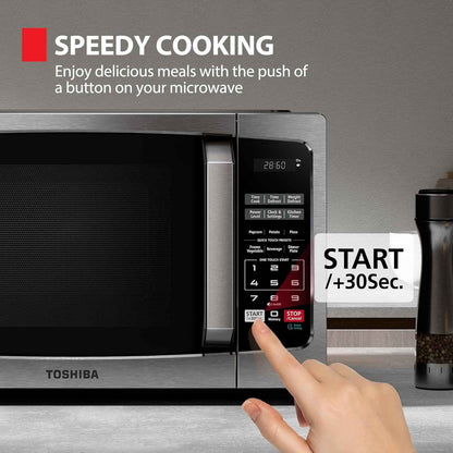 TOSHIBA 0.9 Cu Ft Microwave Oven, 6 Auto Menus, Mute Function, Child Lock, 900W, Stainless Steel
