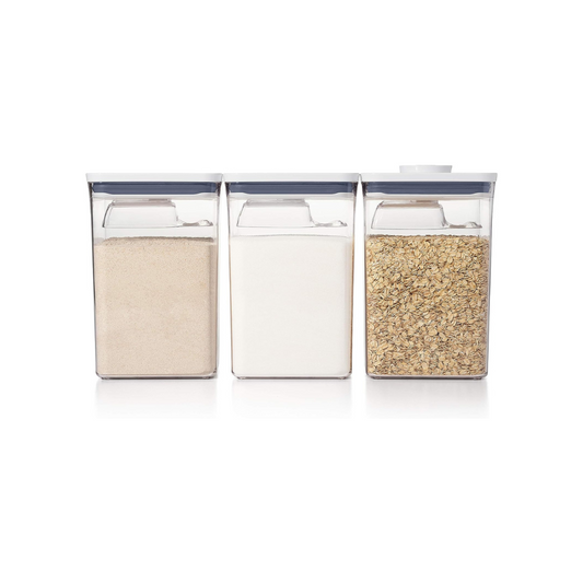 OXO Good Grips 6 Piece(3 Containers & 3 Scoops) Large Canister Set with Scoops, 4.4 qt each, White - Home OXO