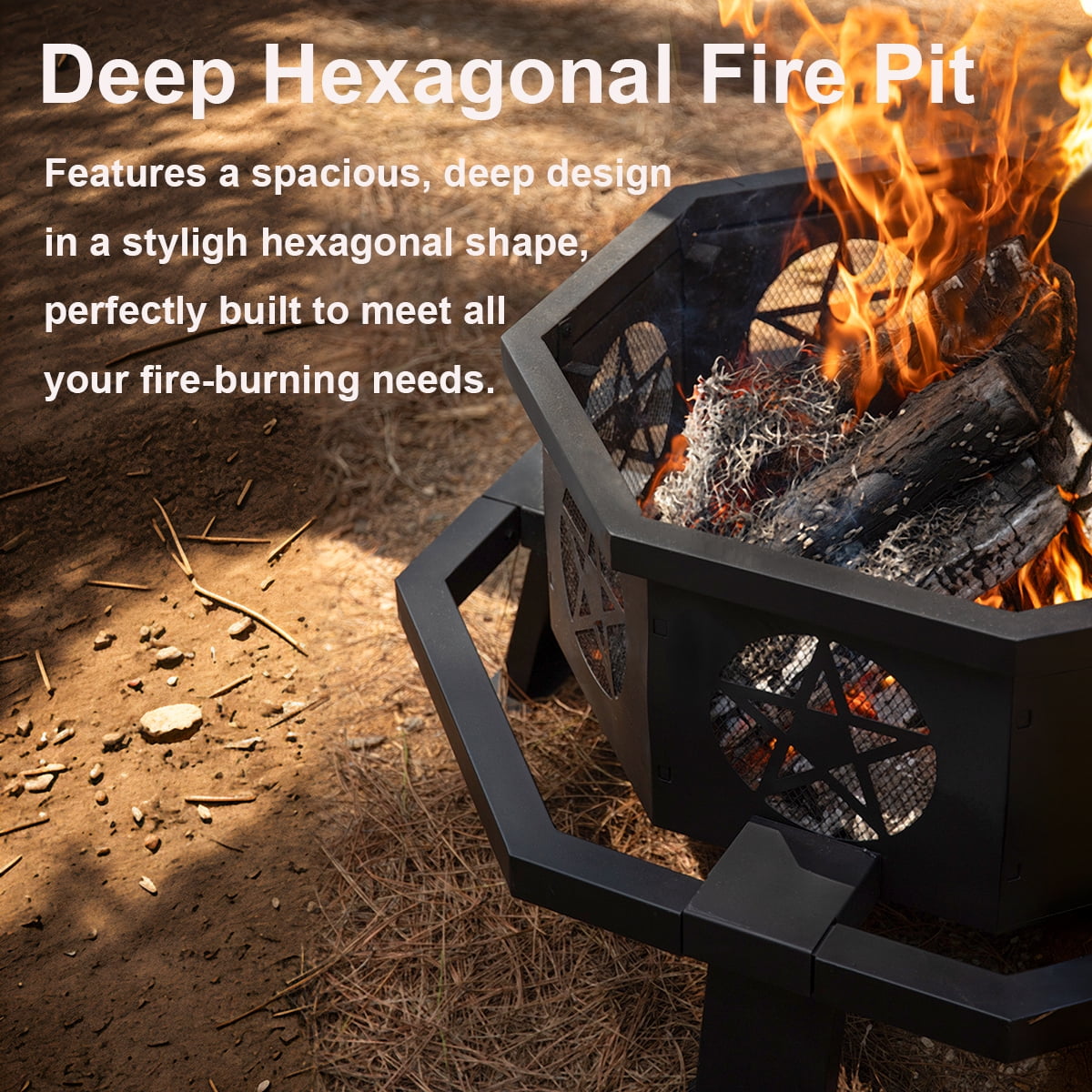 MistMo 35 inch Fire Pit, Outdoor Fire Pit Wood Burning Fire Pits with Cooking Grill - Home OXO