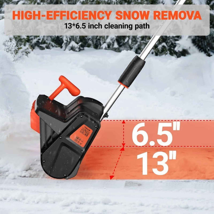 VOLTASK 24V 13-inch Cordless Snow Shovel Electric Snow Blower with Directional Plate, Battery & Quick Charger Included for Driveway & Sidewalks Black