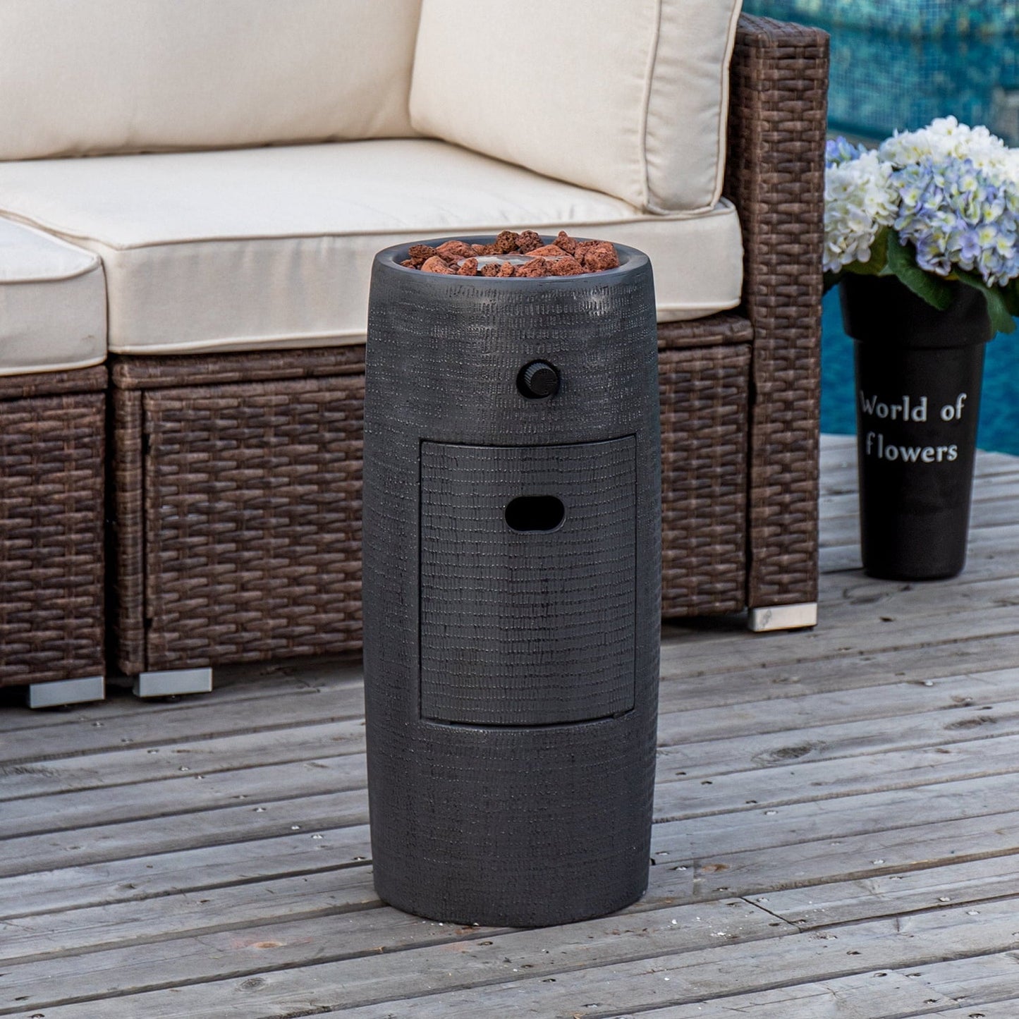 COSIEST 15,000 BTU 11-inch Round Outdoor Propane Fire Pit Table,Free Lava Rocks - Home OXO