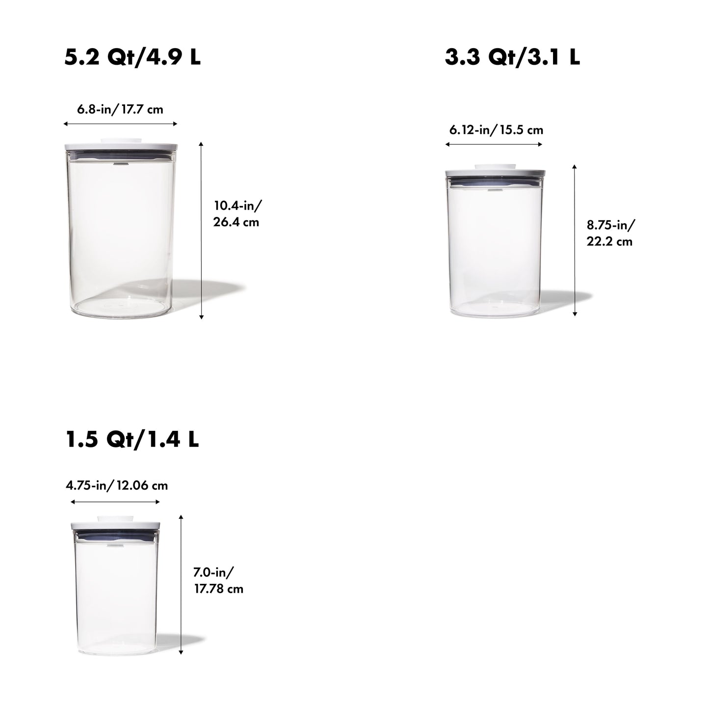 OXO Softworks Plastic 3-Cup Stackable Food Storage Canisters, Set of 3 - Home OXO