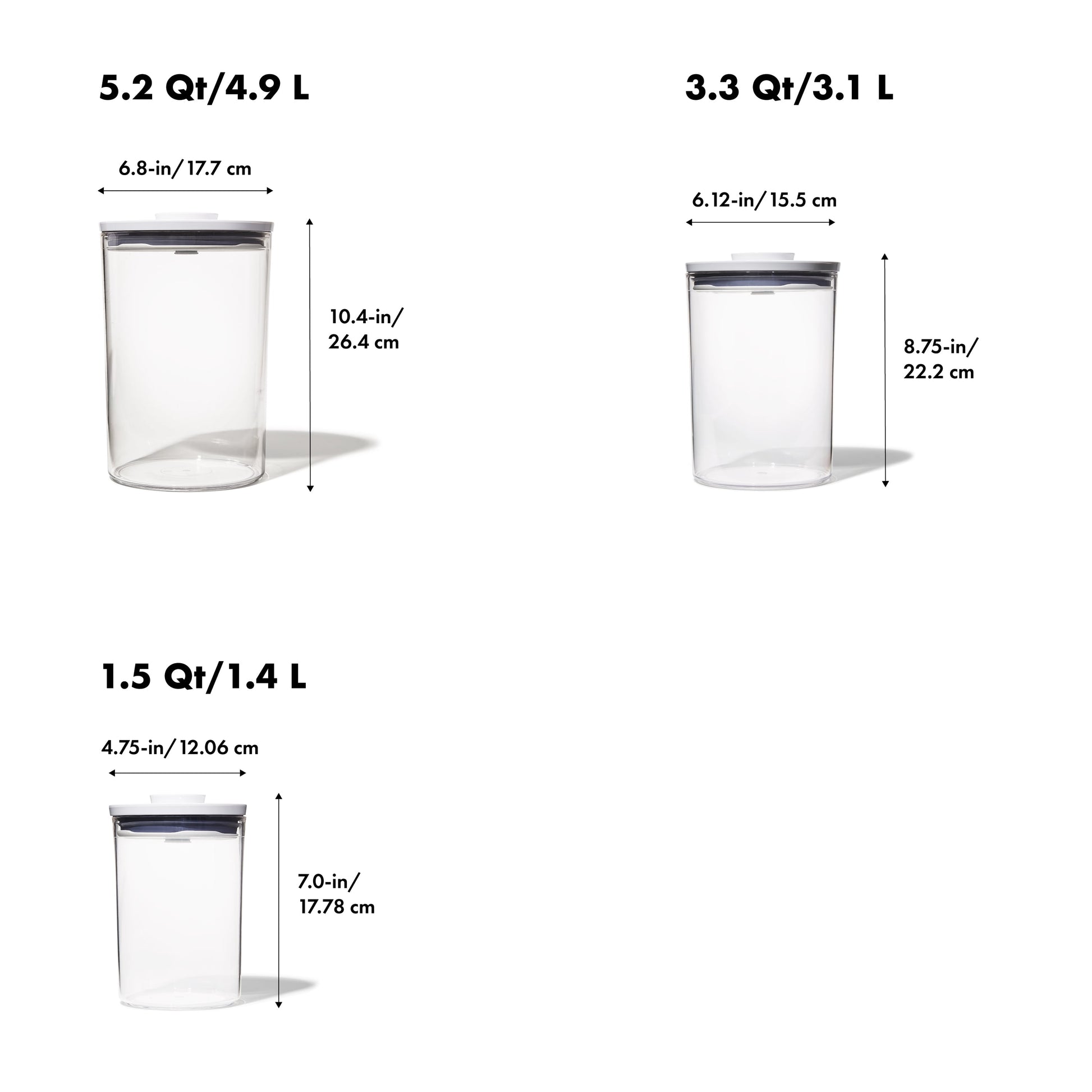 OXO Softworks Plastic 3-Cup Stackable Food Storage Canisters, Set of 3 - Home OXO