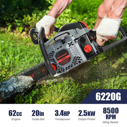Garwinner Gas Chainsaw 20 inch 6220G 62CC 2-Stroke Cordless Chain Saw for Farm/Garden/Ranch/Wood