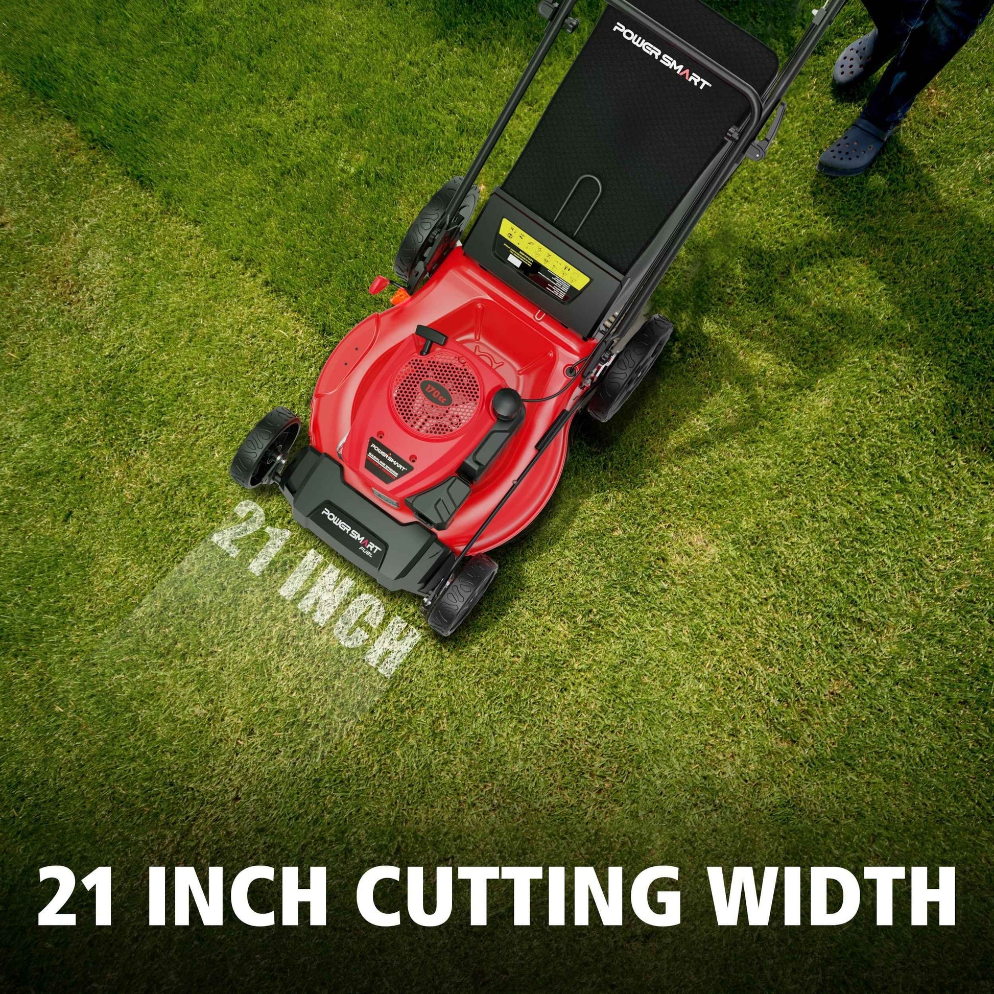 PowerSmart 21" 170cc Gas Self-Propelled Lawn Mower, with 6-Position Height Adjustment