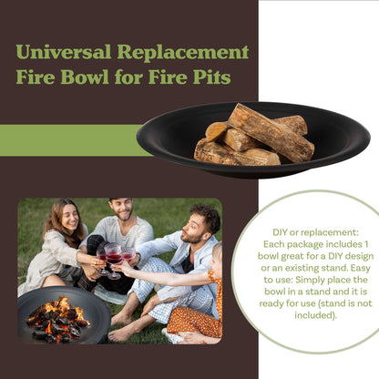 Pure Garden 30in Fire Bowl - Firepit Insert for DIY Fire Pit or Replacement - Home OXO