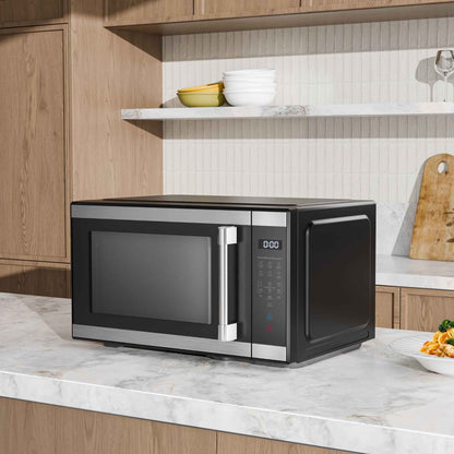 Hamilton Beach 1.1 cu ft Countertop Microwave Oven, Black and Stainless Steel
