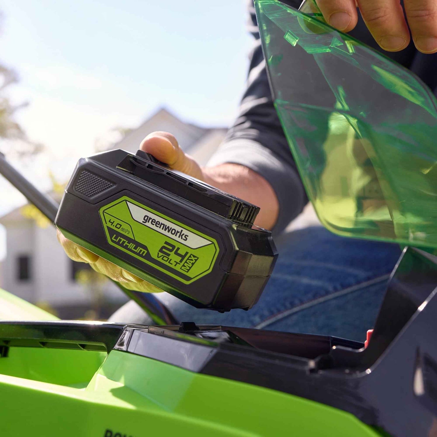 Greenworks 24V 13” Battery Powered Push Walk-Behind Mower, 4Ah USB Battery and Charger Included