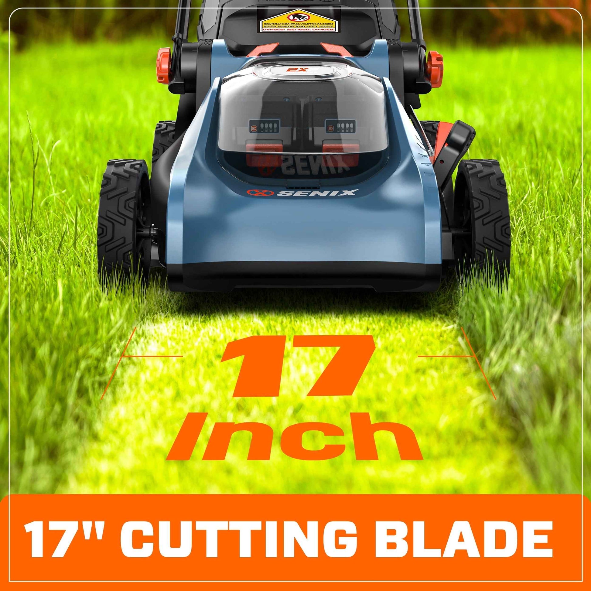 Senix 40V Cordless Lawn Mower, 17-Inch, 2-in-1 Mulching & Bagging, Brushless Motor, Battery & Charger Included