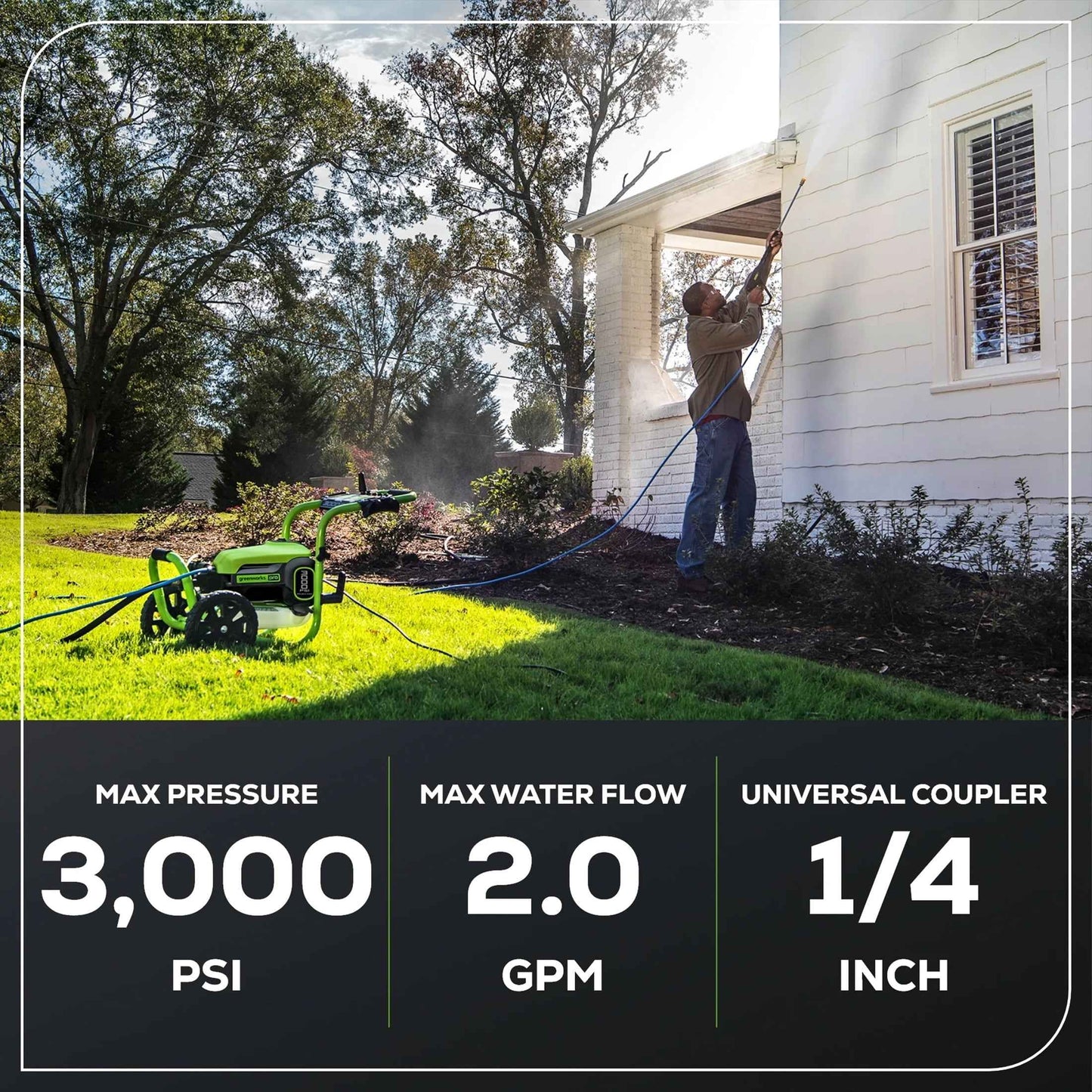 Greenworks 3000 PSI 2.0 Max GPM TruBrushless Electric Pressure Washer (Motor: 120V)