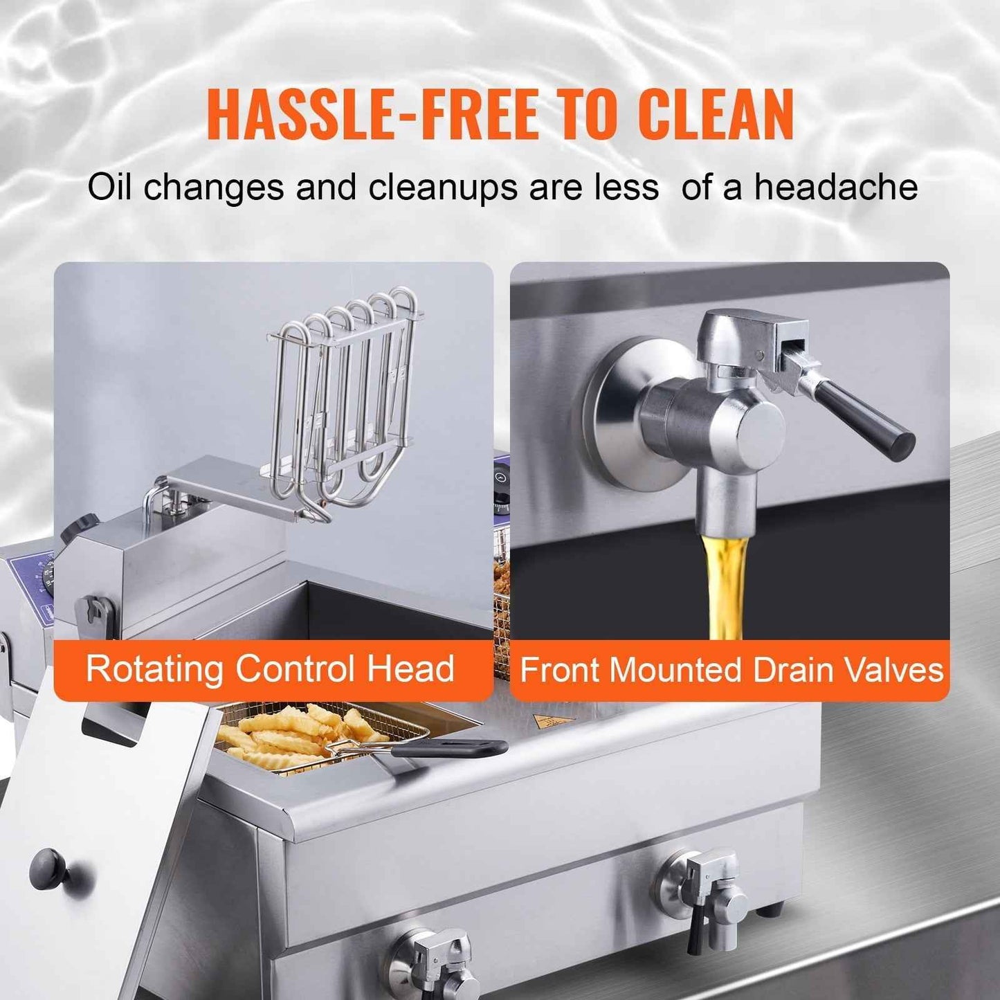 KFFKFF 3000W 2-Basket Commercial Electric Deep Fryer, Stainless Steel