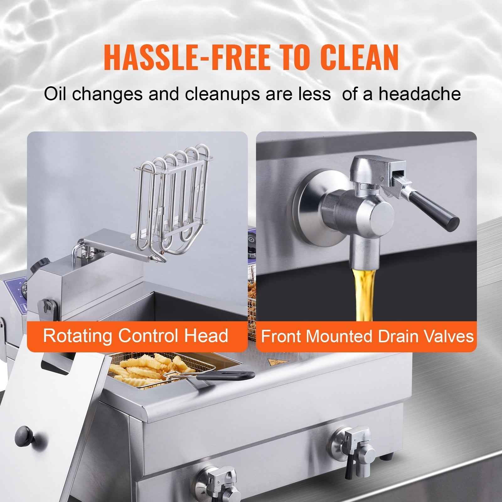 KFFKFF 3000W 2-Basket Commercial Electric Deep Fryer, Stainless Steel