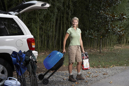 Americana Walk-A-Bout Charcoal Original Square Grill-100% Pre-Assembled Portable Steel, Blue - Home OXO