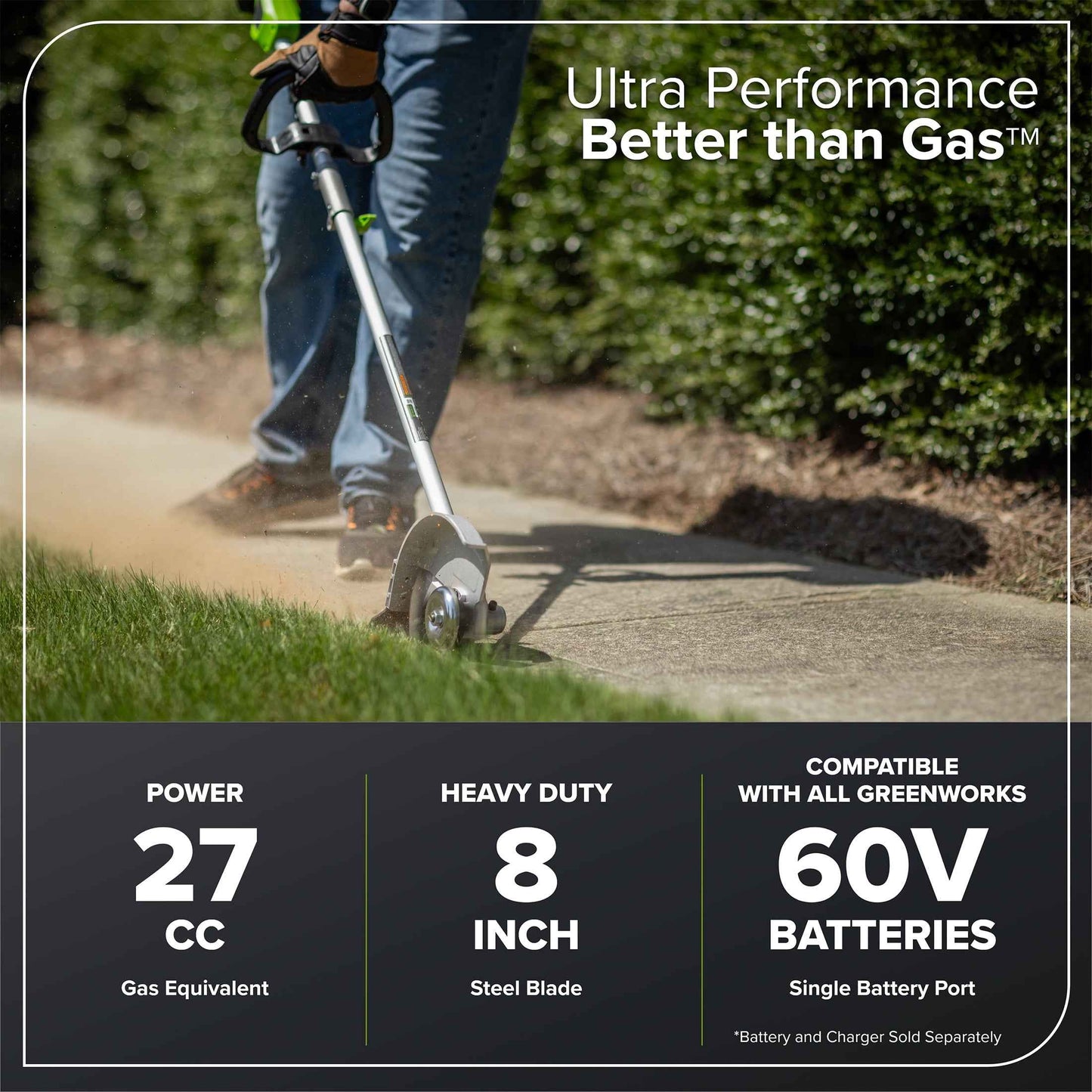 Greenworks 60V 8" Attachment Capable Edger, Tool Only, 2704002T