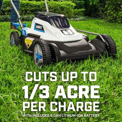 HART 40-Volt Cordless 18-inch Push Mower Kit, (1) 6Ah Lithium-Ion Battery, (1) Battery Charger