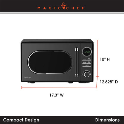 Magic Chef 0.7 Cubic Feet 700W Classic Retro Countertop Microwave, Black