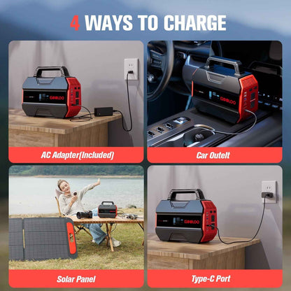 GOOLOO Discovery 300 PRO Power Station: 230Wh Solar Generator with 300W AC Output, 12V DC, and Multiple USB Ports, Perfect for Camping, RV, and Emergency Power Needs