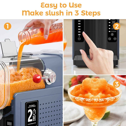 Slushie Machine, Sand Ice Maker, Frozen Drink Maker with 6 Preset Modes | No Ice Needed | Self-Cleaning Slush Machine for Home or Commercial Use | Perfect for Smoothies, Margaritas, Dark Blue