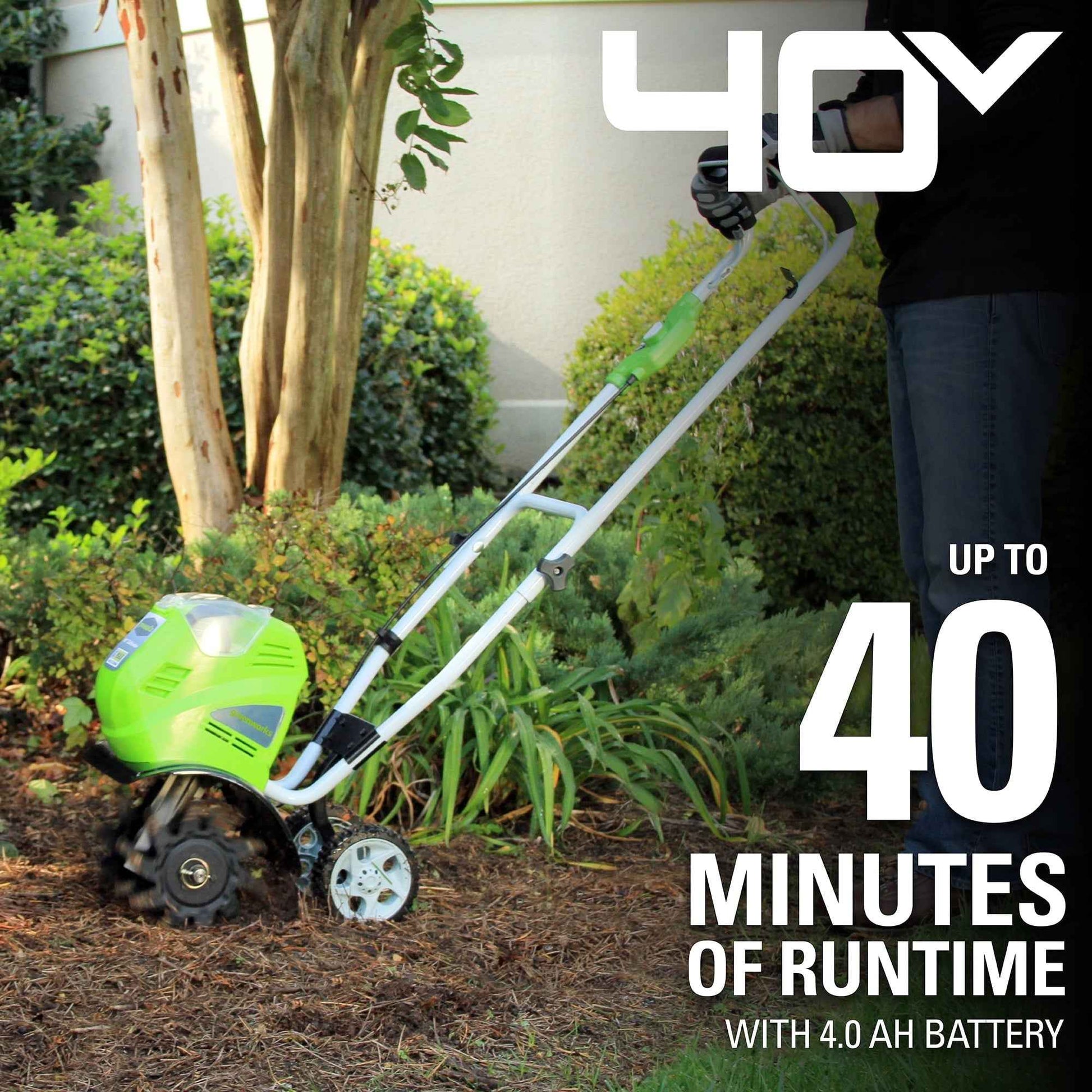 Greenworks 40V 10" Cordless Cultivator/Tiller with 4.0Ah Battery & Charger 27062