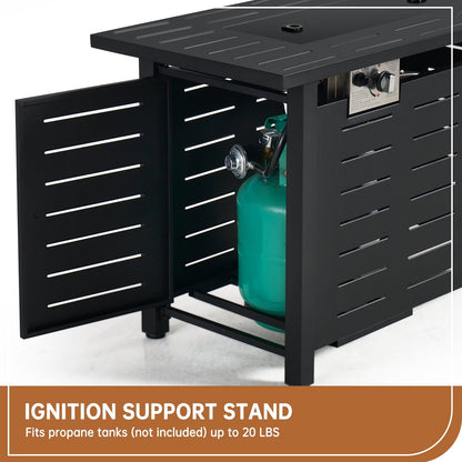 JolyDale 40" Propane Fire Pit Table, 50,000 BTU Auto Ignition Steel Gas Fire Pit with Removable Lid & Waterproof Cover for Patio, Backyard, Black - Home OXO