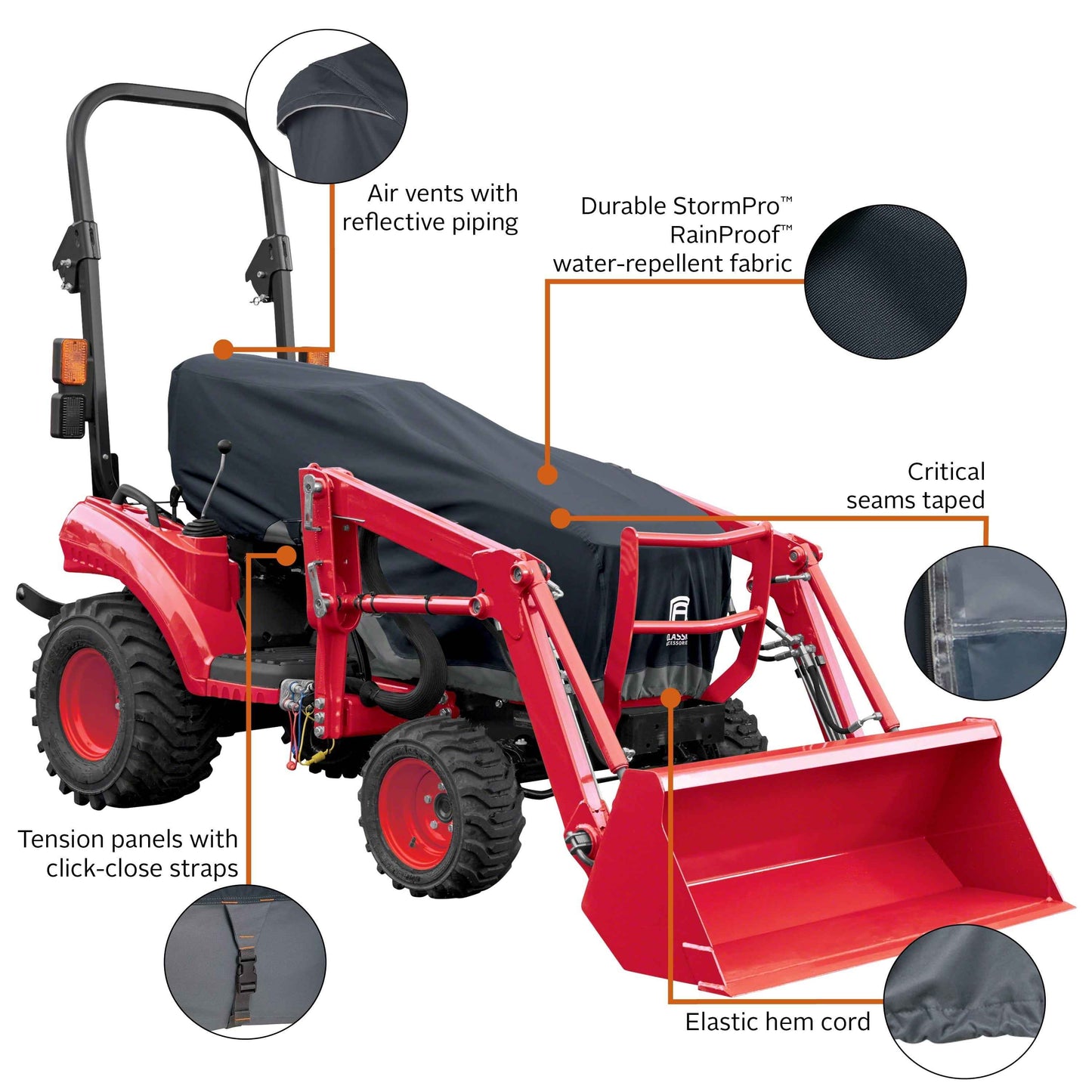 Classic Accessories StormPro™ RainProof Heavy-Duty Compact Utility Tractor Cover