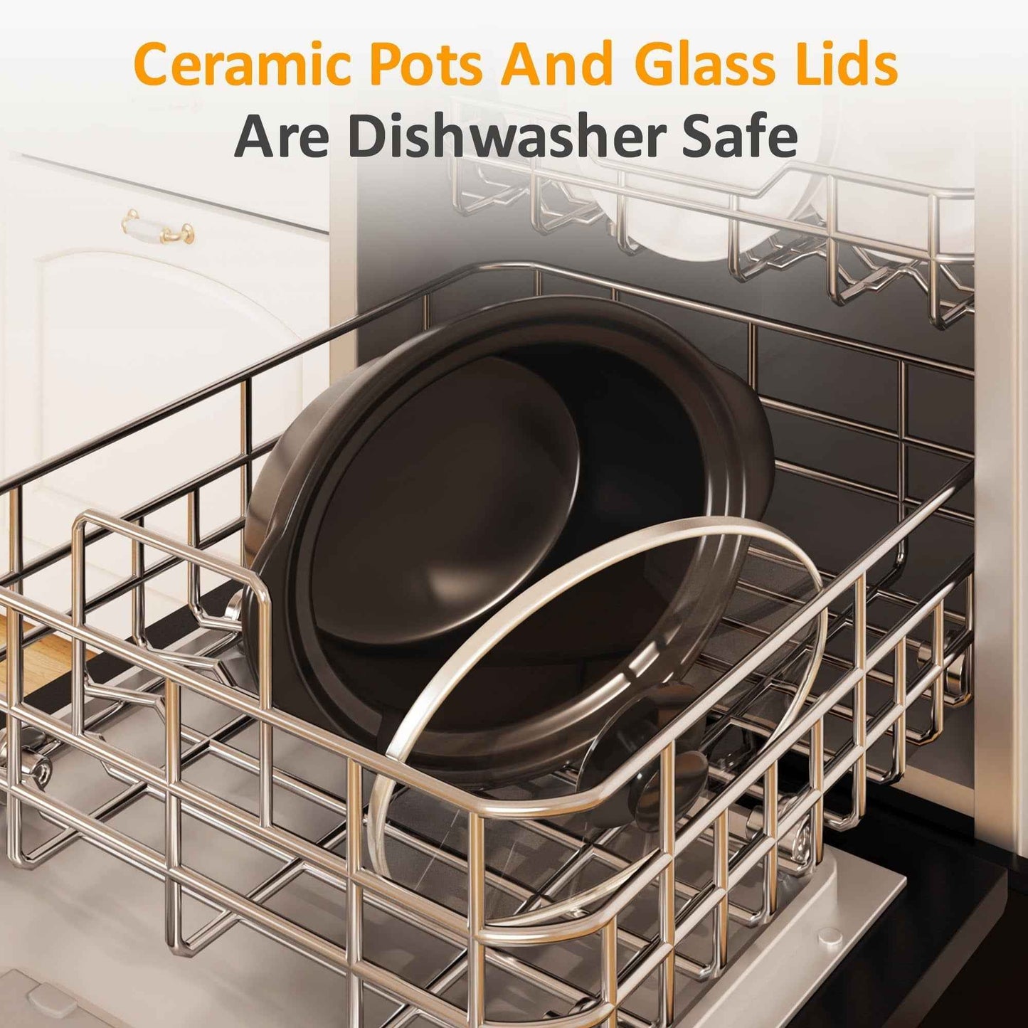 Heynemo Triple Slow Cooker, Buffet Food Warmer with three 1.5-Quart Removable Ceramic Pots, Buffet Servers and Warmers with Glass Lids and 3 Spoons, Stainless Steel, Grey