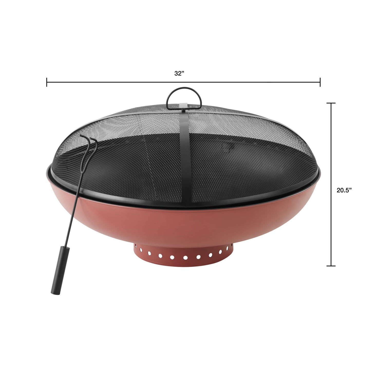 Mainstays 32" Round Terra-Cotta & Black High-Resistance Finish Steel Fire Pit - Home OXO
