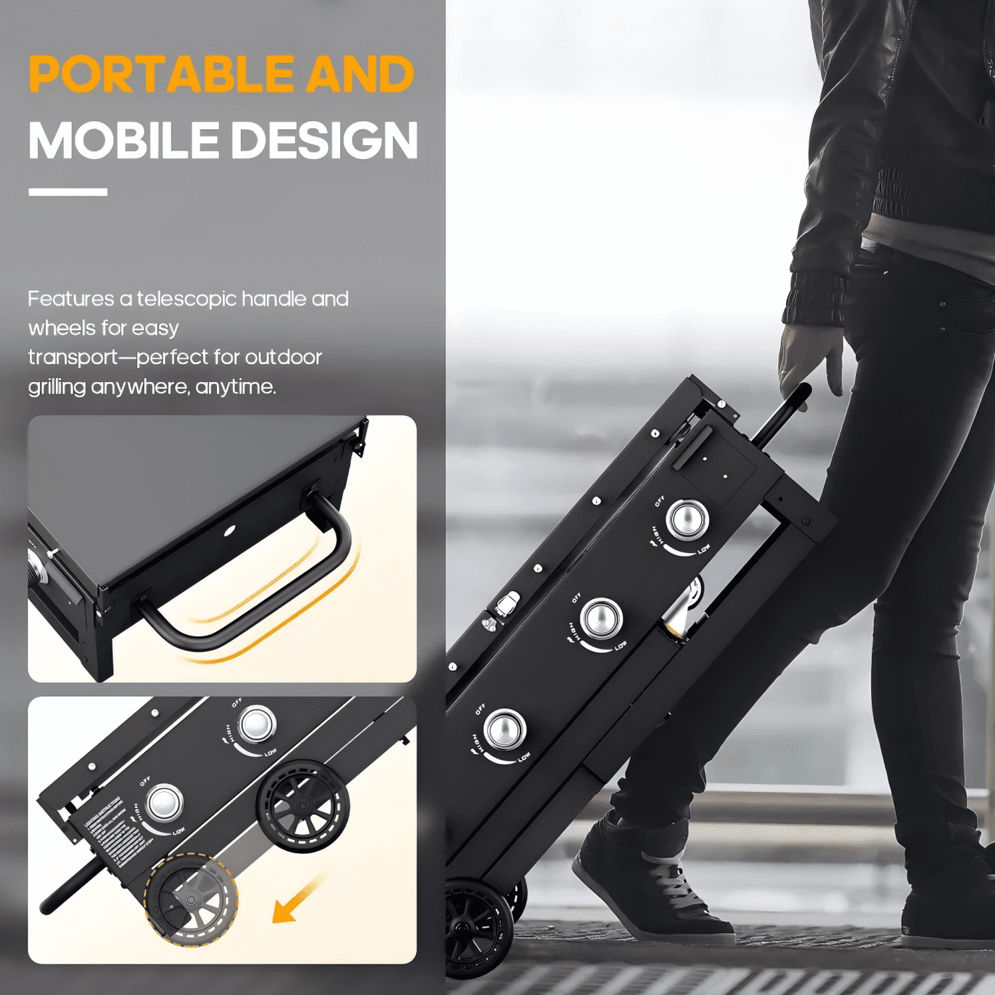 SUGIFT 36" 4-Burner Propane Gas Griddle, 60,000 BTU Flat Top Grill with Side Shelf for Outdoor BBQ & Camping