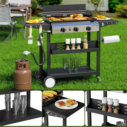 Brefac 3-Burner 23" Outdoor Propane Gas Grill for Camping, Tailgating, BBQ, Parties, Backyard & Patio