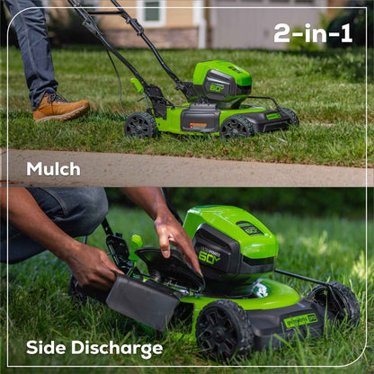 Greenworks 60V 19" Cordless Battery Push Lawn Mower with 5.0Ah Battery & Charger 2531802